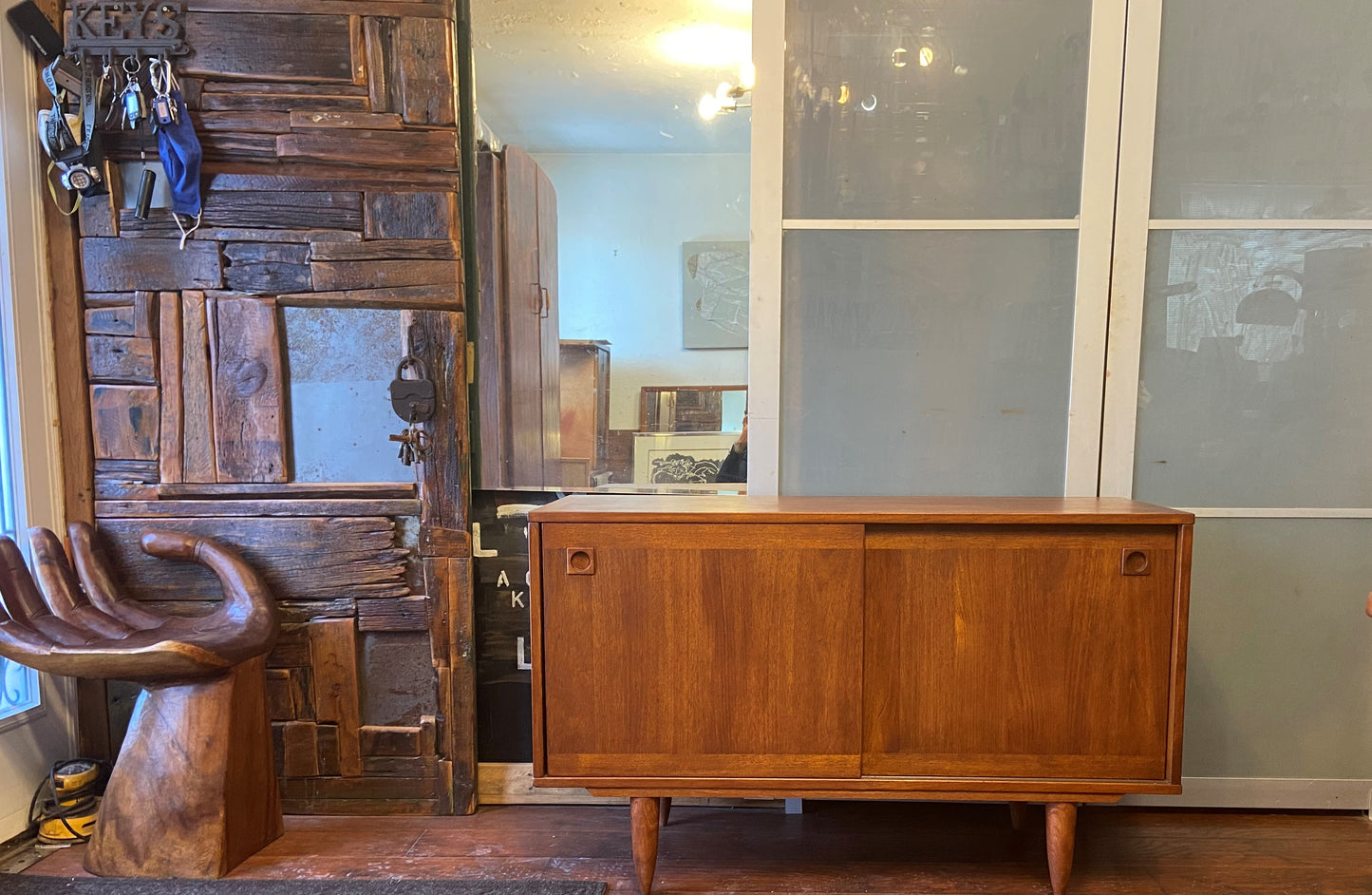 REFINISHED Swedish MCM Teak Sideboard with Finished Back, Compact 47", Perfect