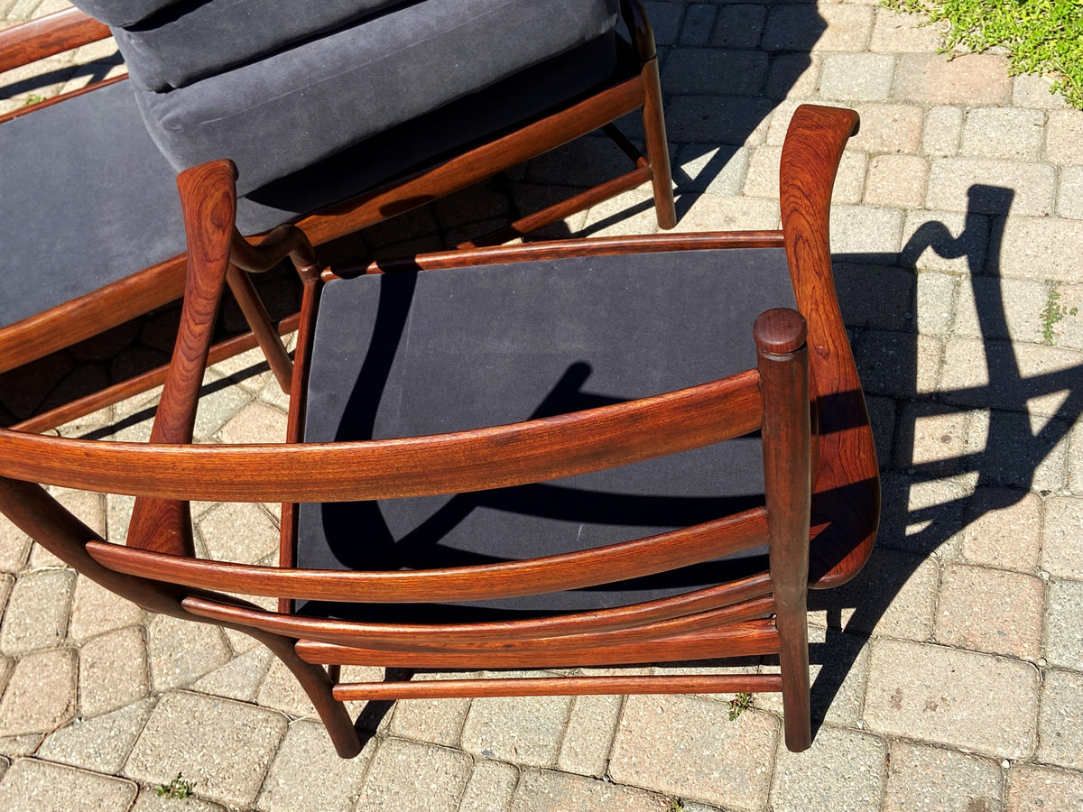 REFINISHED REUPHOLSTERED Mid Century Modern Rosewood Armchair (part of the set)