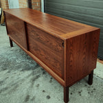 REFINISHED Danish Mid Century Modern Rosewood Credenza w Finished Back 72