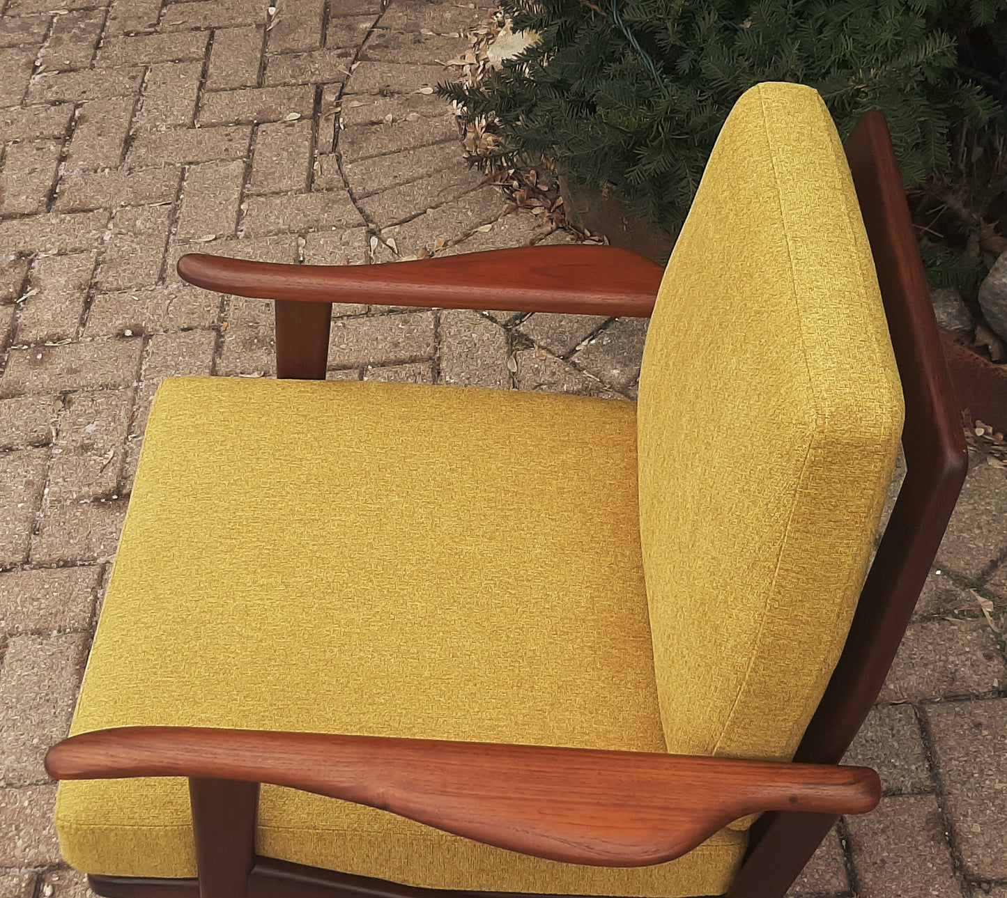 REFINISHED REUPHOLSTERED Danish Mid-Century Modern Teak Lounge Chair by Komfort, Perfect