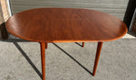 REFINISHED Mid Century Modern Teak Table Round w Butterfly Leaf 43