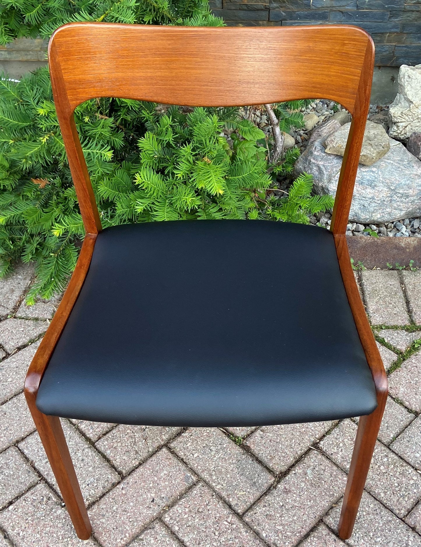 Single REFINISHED REUPHOLSTERED Danish Mid Century Modern Teak Chair, Moller style