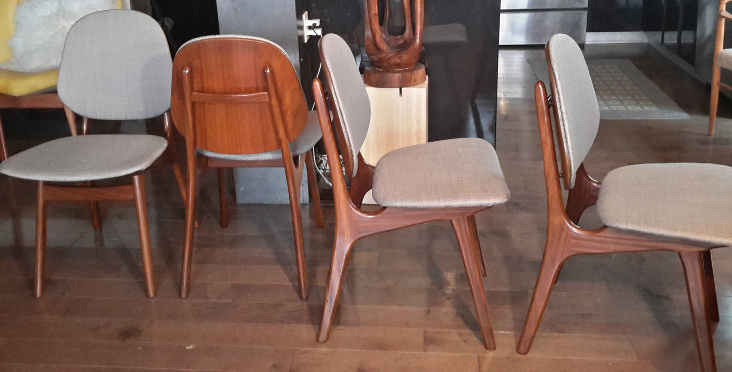 6 RESTORED Danish MCM Teak Shield Back Chairs by Arne Hovmand-Olsen, will be REUPHOLSTERED just for you, each $400 - Mid Century Modern Toronto