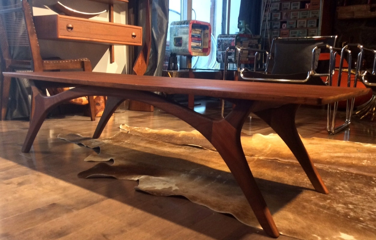 Sculptural Mid Century Modern Solid Walnut Coffee table REFINISHED, in style of Adrian Pearsall and Vladimir Kagan - Mid Century Modern Toronto