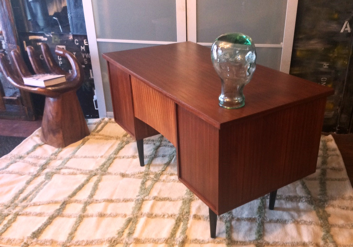 Mid Century Modern Mahogany or Teak Desk REFINISHED Free Standing - Mid Century Modern Toronto