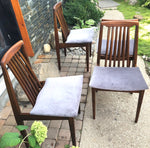 4 REUPHOLSTERED MCM Walnut Chairs, grey velvet, each $125 - Mid Century Modern Toronto 3
