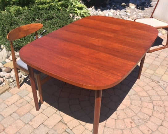 REFINISHED MCM  Teak Table Rounded w 1 Leaf 40"-58" - Mid Century Modern Toronto