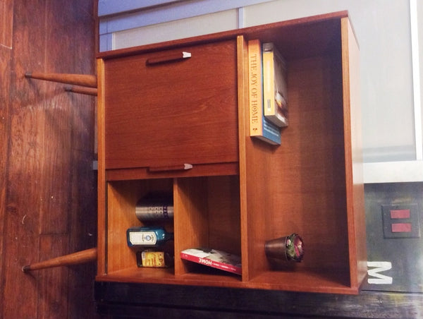 Danish Mid Century Modern Teak Display China w Sliding Doors and Splayed Legs REFINISHED - Mid Century Modern Toronto