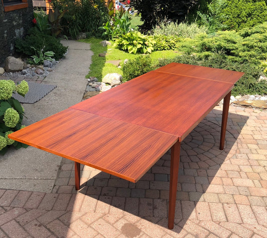 REFINISHED Danish MCM Teak Draw Leaf Dining Table in style of Henning Kjaernulf 55"-98" - Mid Century Modern Toronto