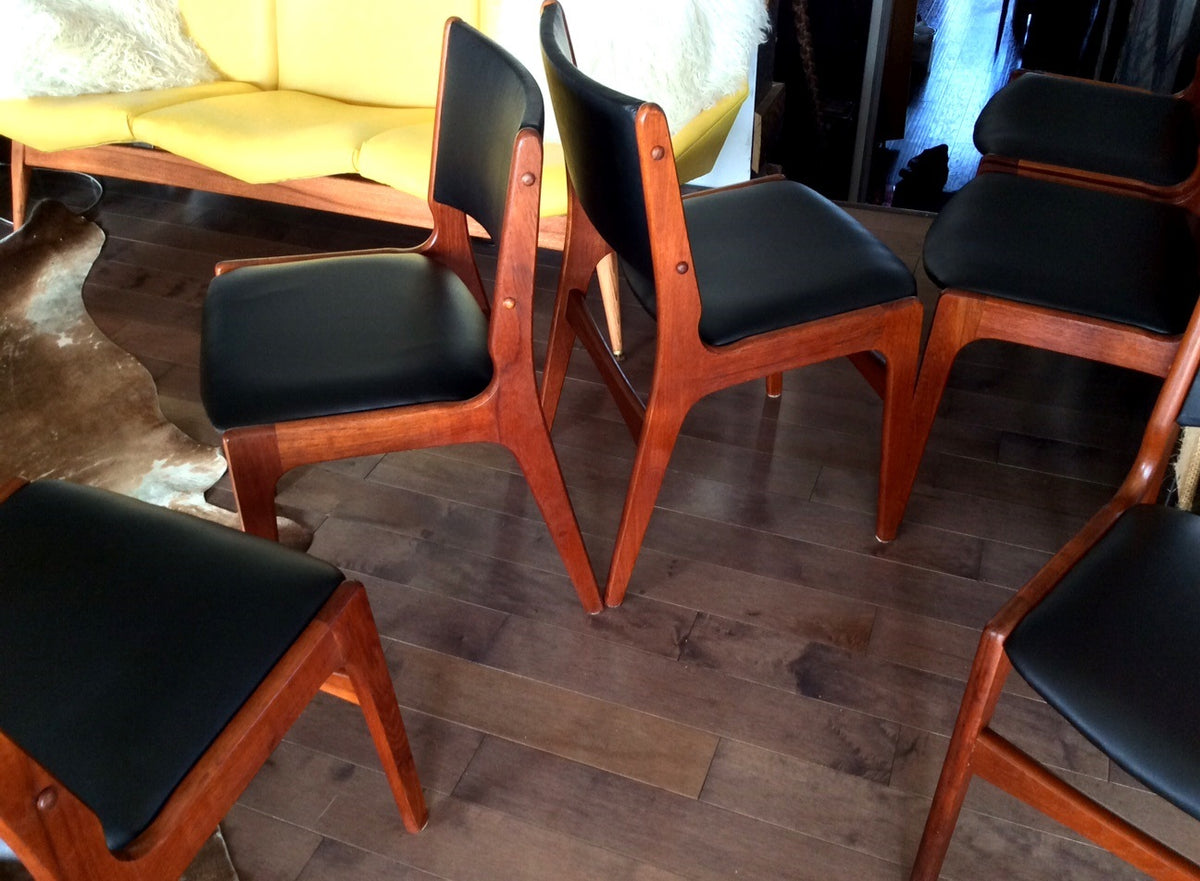 6 Danish Mid Century Modern Teak Chairs REFINISHED REUPHOLSTERED by Eric Buch, $175 each - Mid Century Modern Toronto