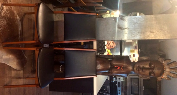 4 Danish MCM Teak Chairs REUPHOLSTERED with floating seats $125 each - Mid Century Modern Toronto