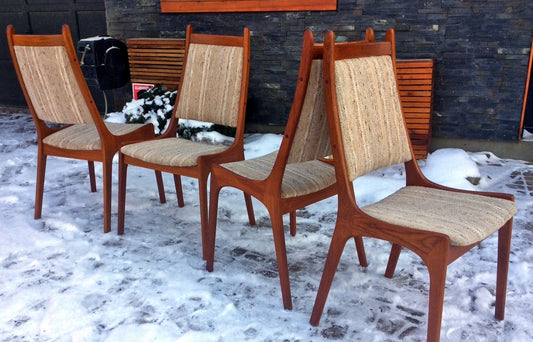 4 Danish Mid Century Modern Teak chairs High Back REFINISHED $125 each - Mid Century Modern Toronto