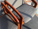 Teak MCM REUPHOLSTERED Angled Arm Chair by Kai Kristiansen, grey; 6 chairs available - Mid Century Modern Toronto 2