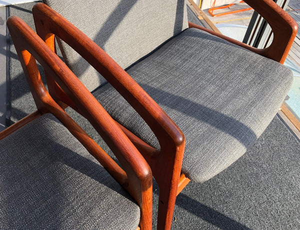 Teak MCM REUPHOLSTERED Angled Arm Chair by Kai Kristiansen, grey; 6 chairs available - Mid Century Modern Toronto