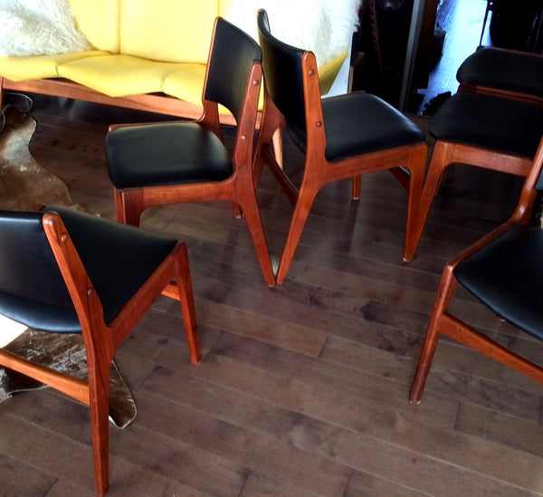 6 Danish Mid Century Modern Teak Chairs REFINISHED REUPHOLSTERED by Eric Buch, $175 each - Mid Century Modern Toronto