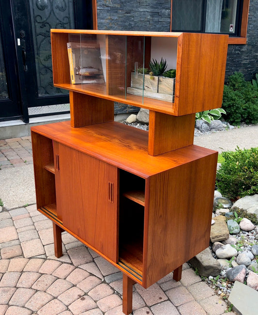 REFINISHED Danish MCM  Teak Buffet with Display (can be used separately) 36" - Mid Century Modern Toronto