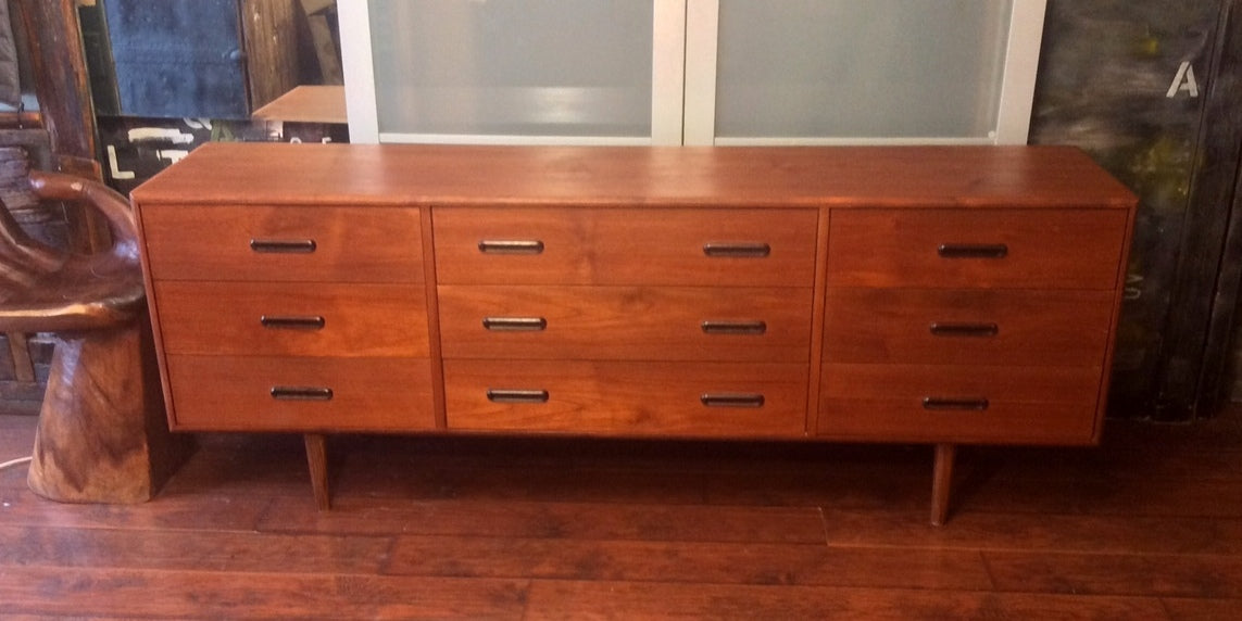 REFINISHED Mid-Century Modern Teak 9 drawers Dresser - Mid Century Modern Toronto