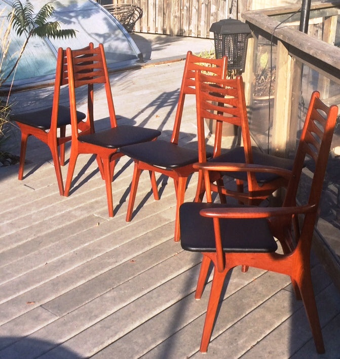 8 Danish MCM Teak Chairs REUPHOLSTERED by Korup Stolefabrik, $250 each. Arm chair also available - Mid Century Modern Toronto