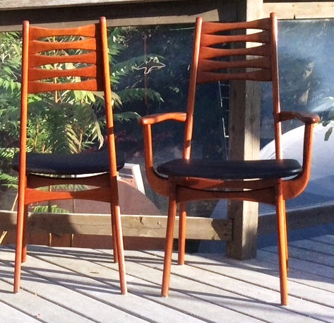 8 Danish MCM Teak Chairs REUPHOLSTERED by Korup Stolefabrik, $250 each. Arm chair also available - Mid Century Modern Toronto