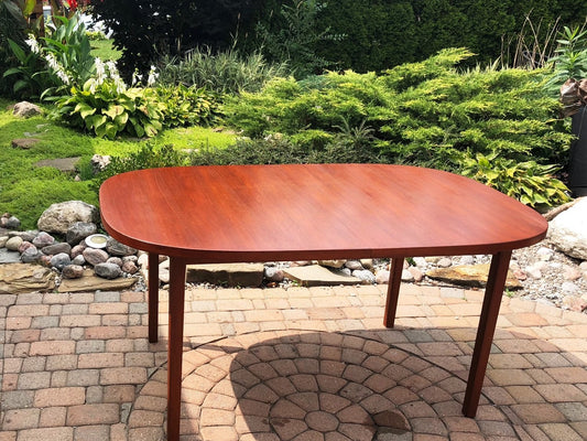 REFINISHED MCM Teak Table Rounded (no leaf) 6-Seater 39"x59' - Mid Century Modern Toronto