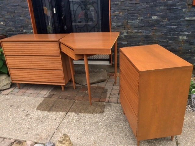 Sculptural MCM Set of 2 Solid Wood Dressers & Desk by Imperial - like new, for less than IKEA - Mid Century Modern Toronto