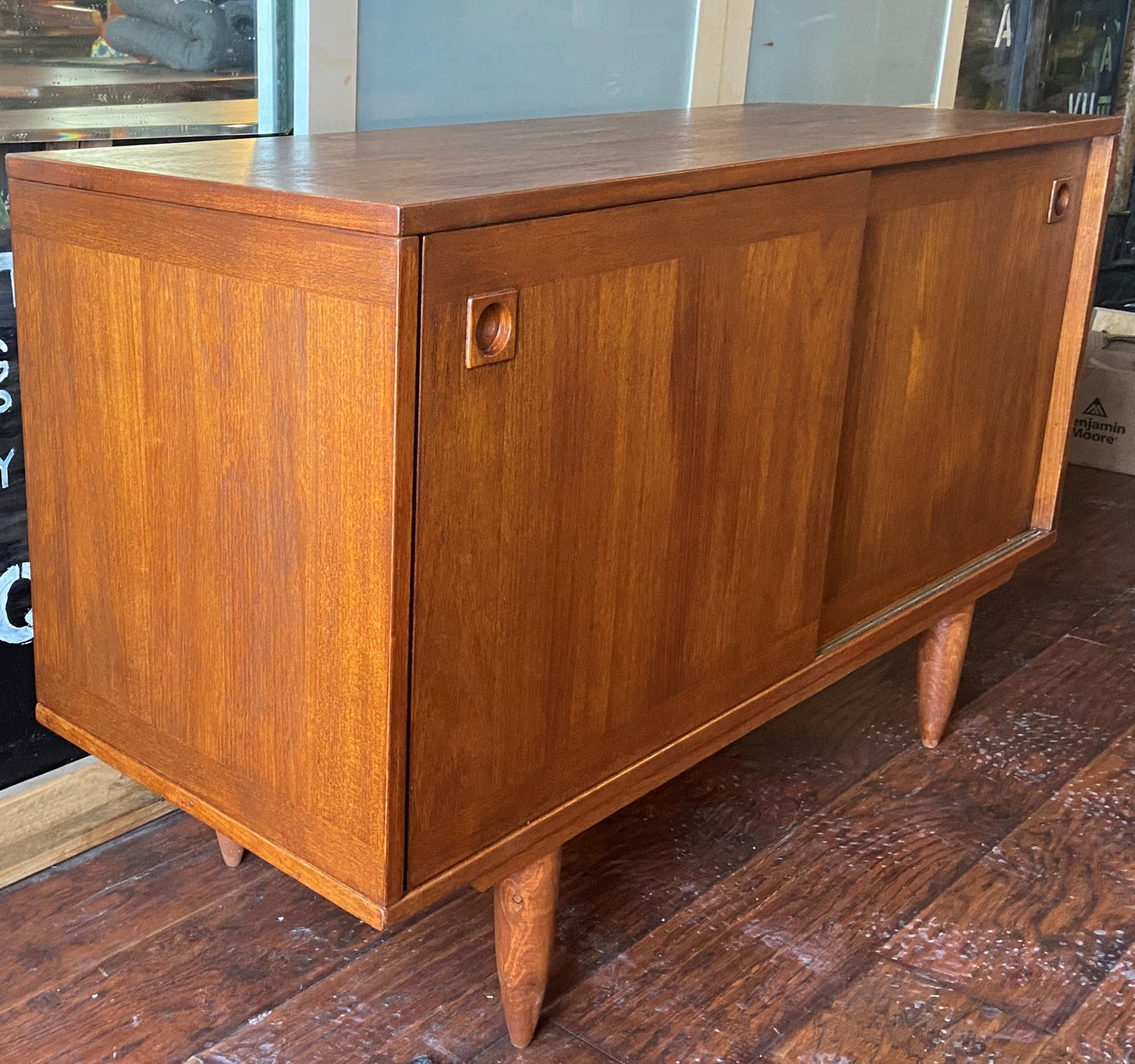 REFINISHED Swedish MCM Teak Sideboard with Finished Back, Compact 47", Perfect