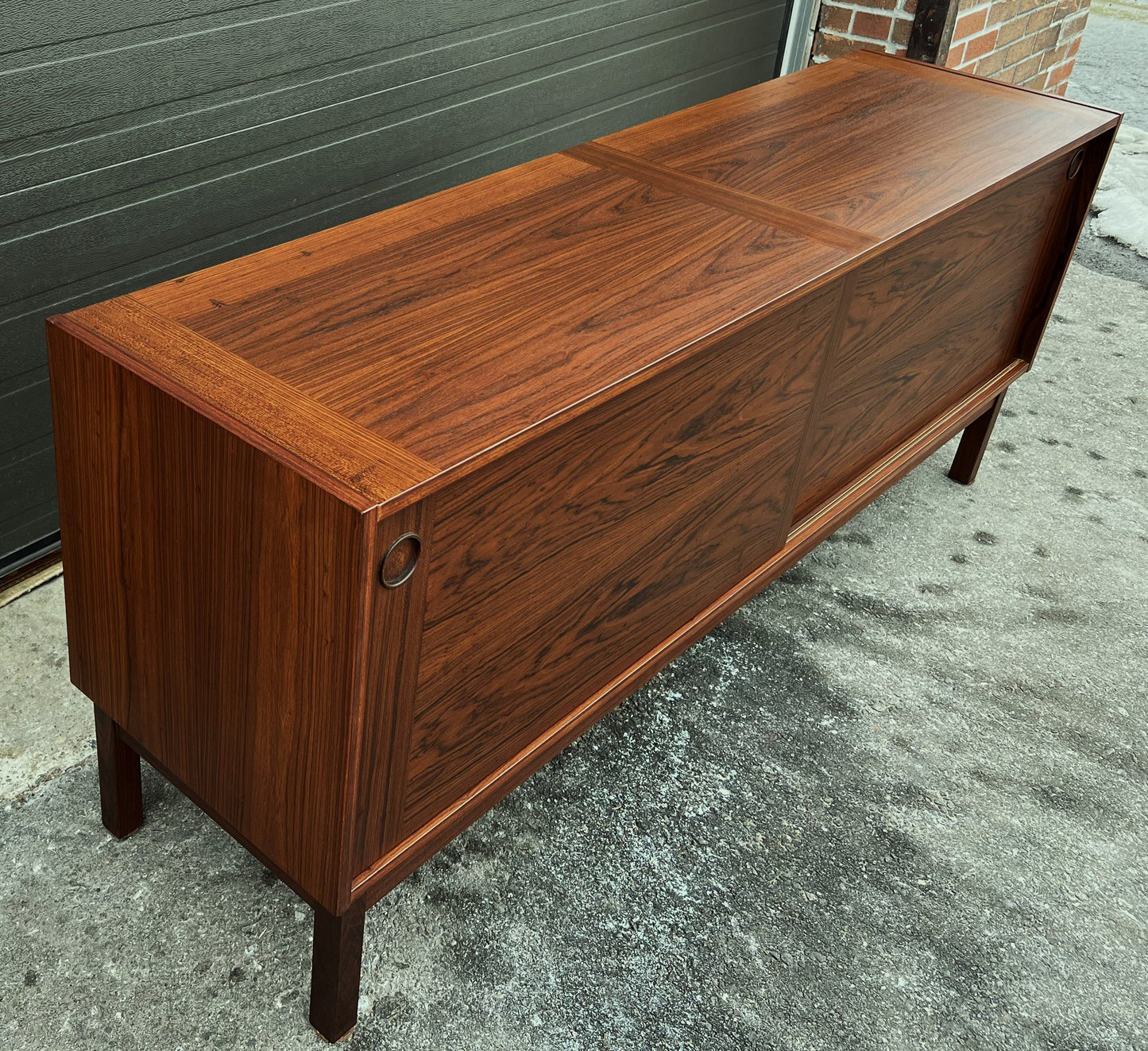 REFINISHED Danish Mid Century Modern Rosewood Credenza w Finished Back 72"