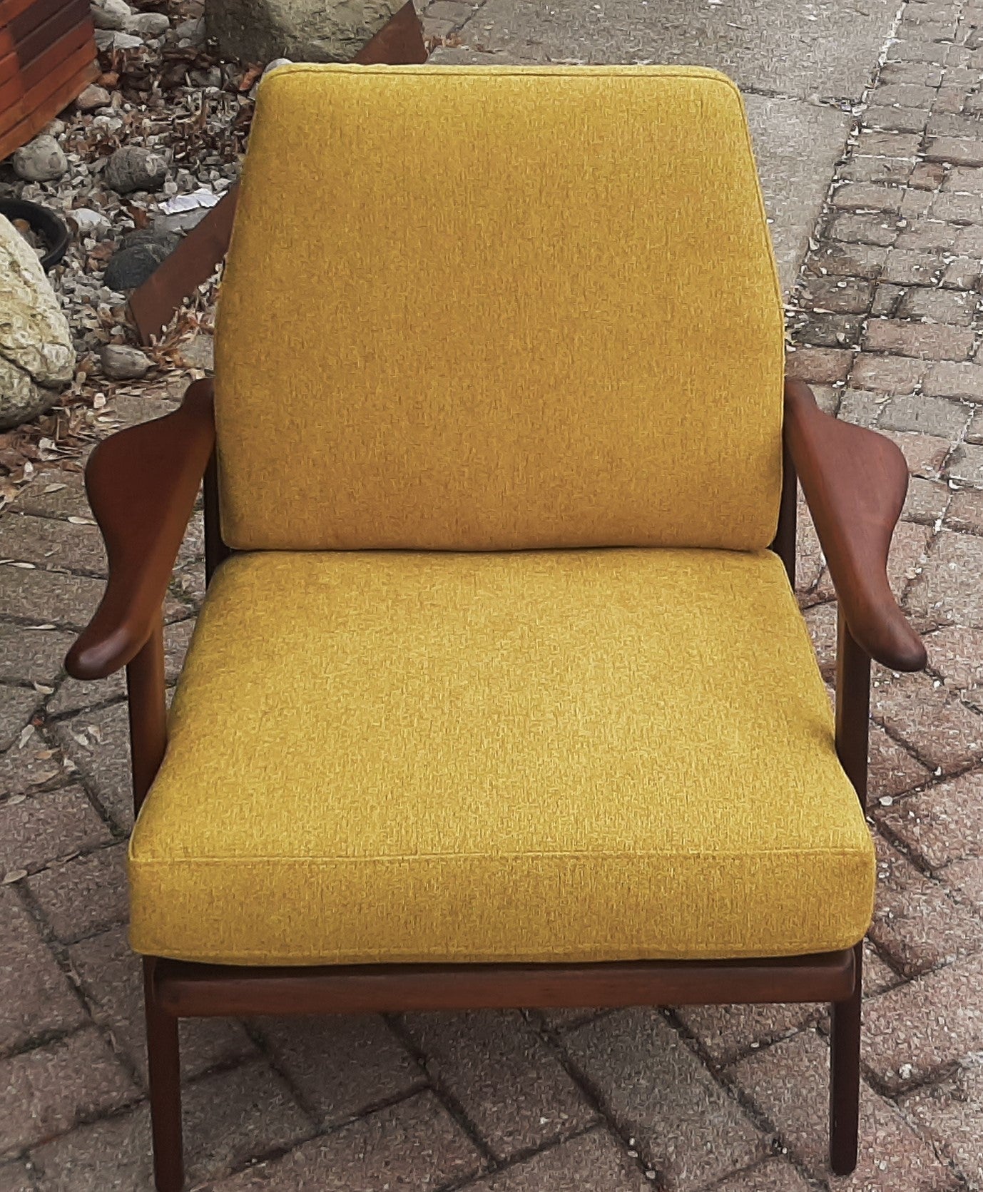 REFINISHED REUPHOLSTERED Danish Mid-Century Modern Teak Lounge Chair by Komfort, Perfect