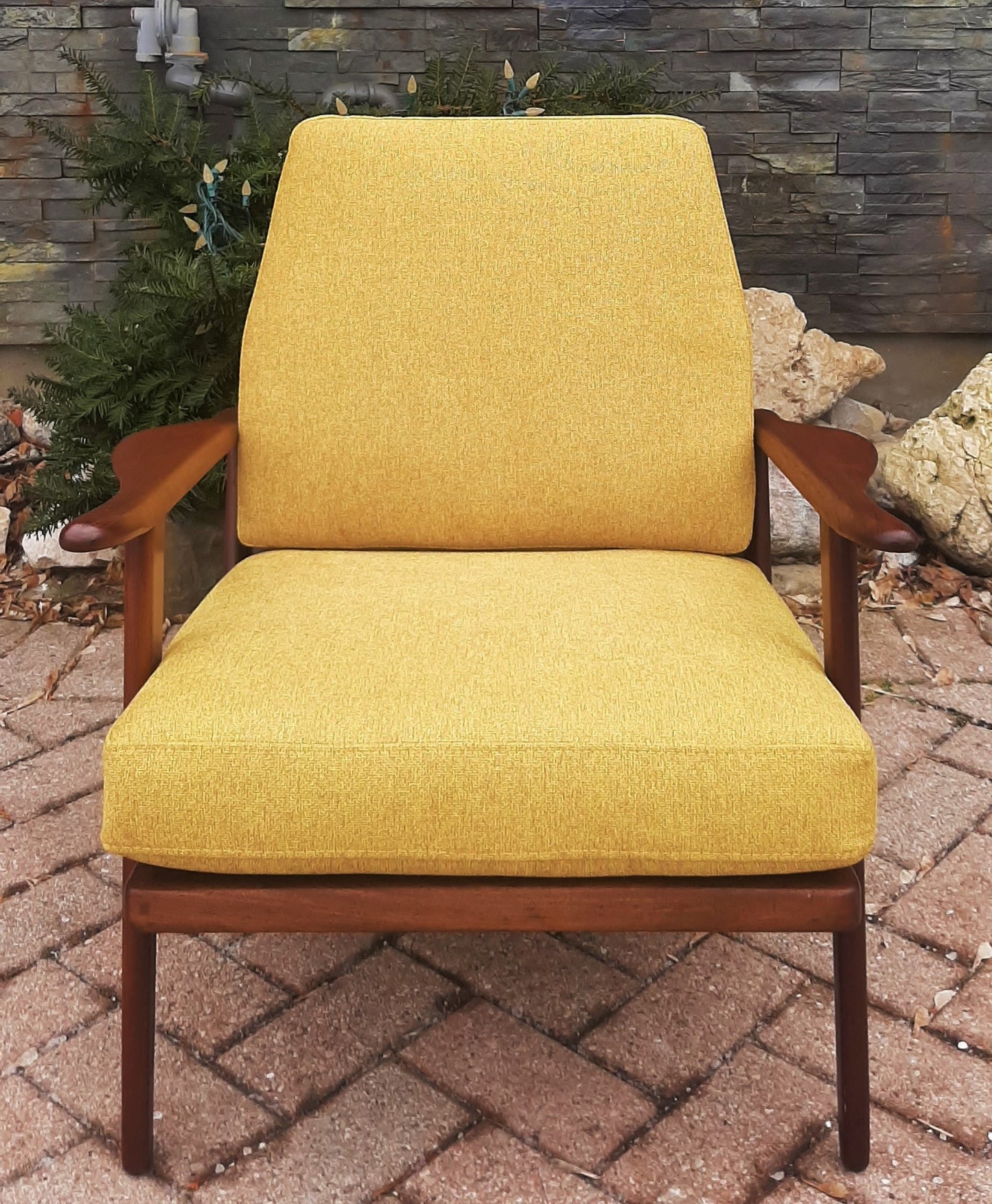 REFINISHED REUPHOLSTERED Danish Mid-Century Modern Teak Lounge Chair by Komfort, Perfect