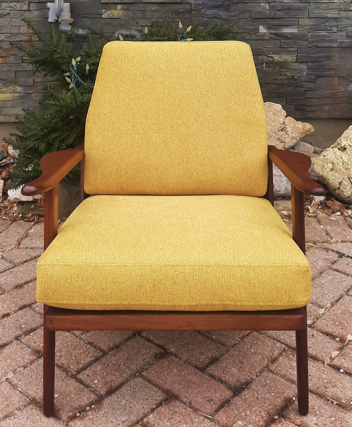 REFINISHED REUPHOLSTERED Danish Mid-Century Modern Teak Lounge Chair by Komfort, Perfect