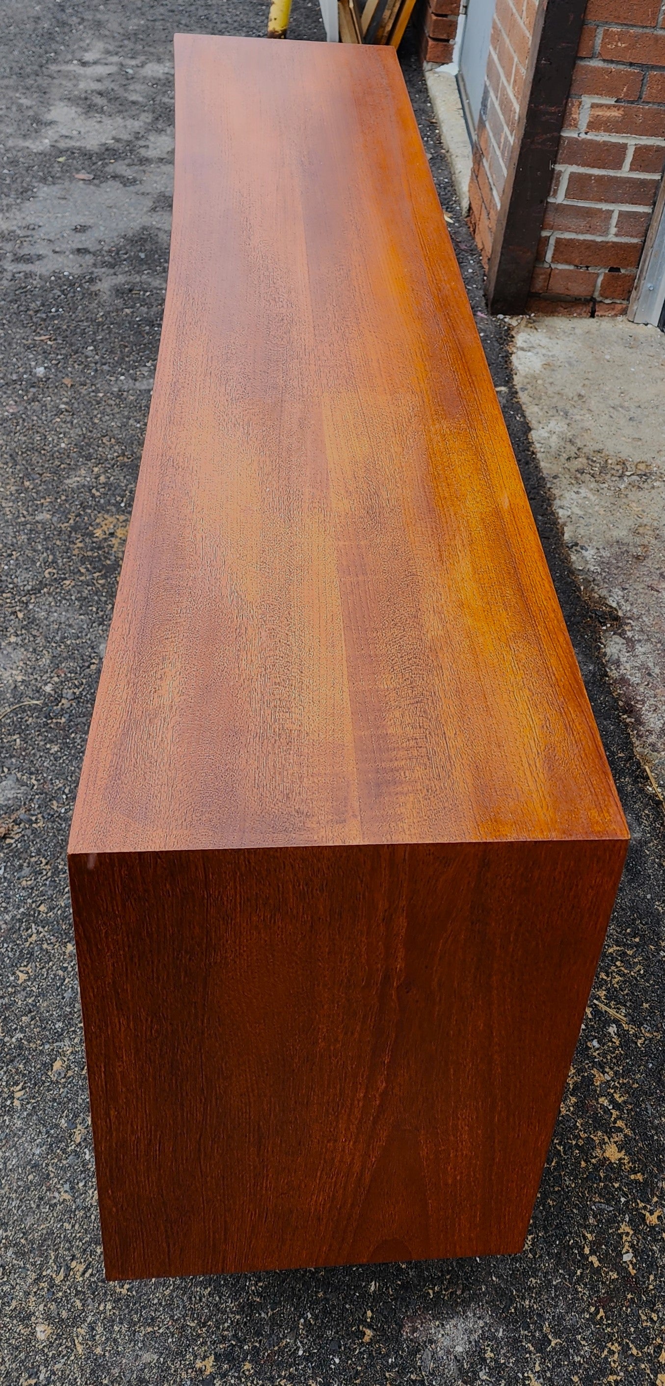 REFINISHED Mid Century Modern teak console 60" by RS Associates