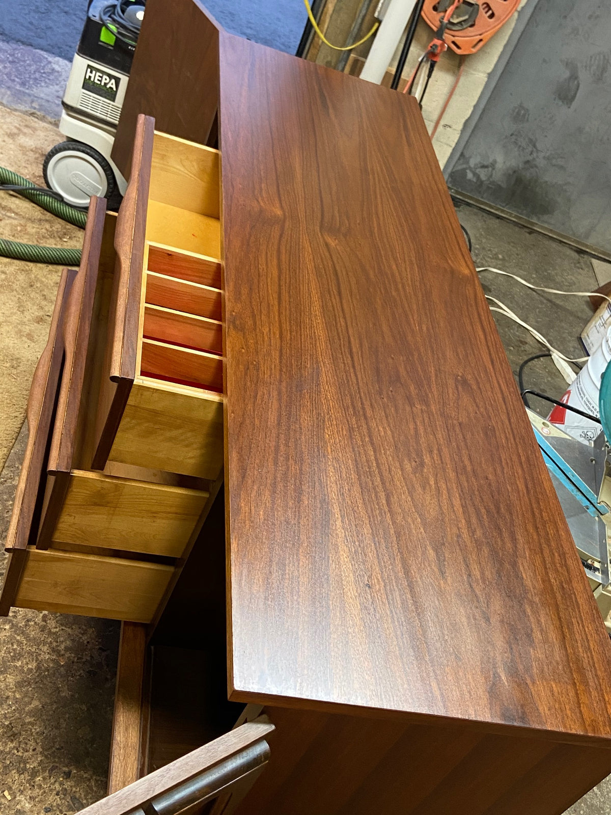 REFINISHED MCM Walnut Buffet Sideboard 5 ft Perfect
