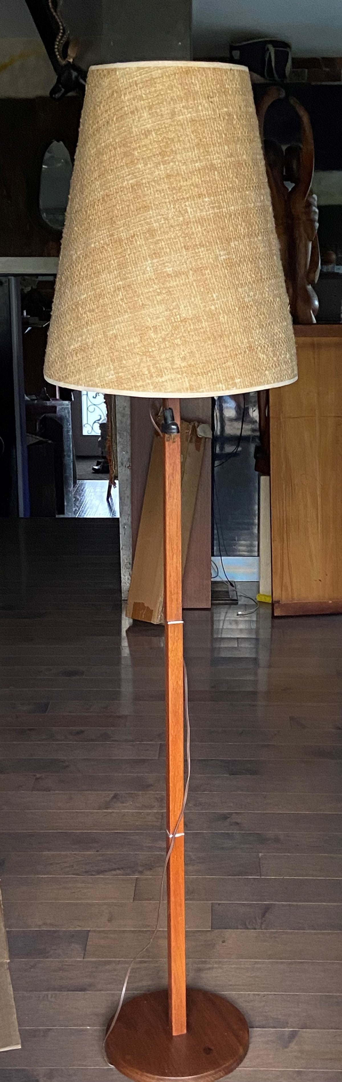 Mid Century Modern Teak Floor Lamp, H 63