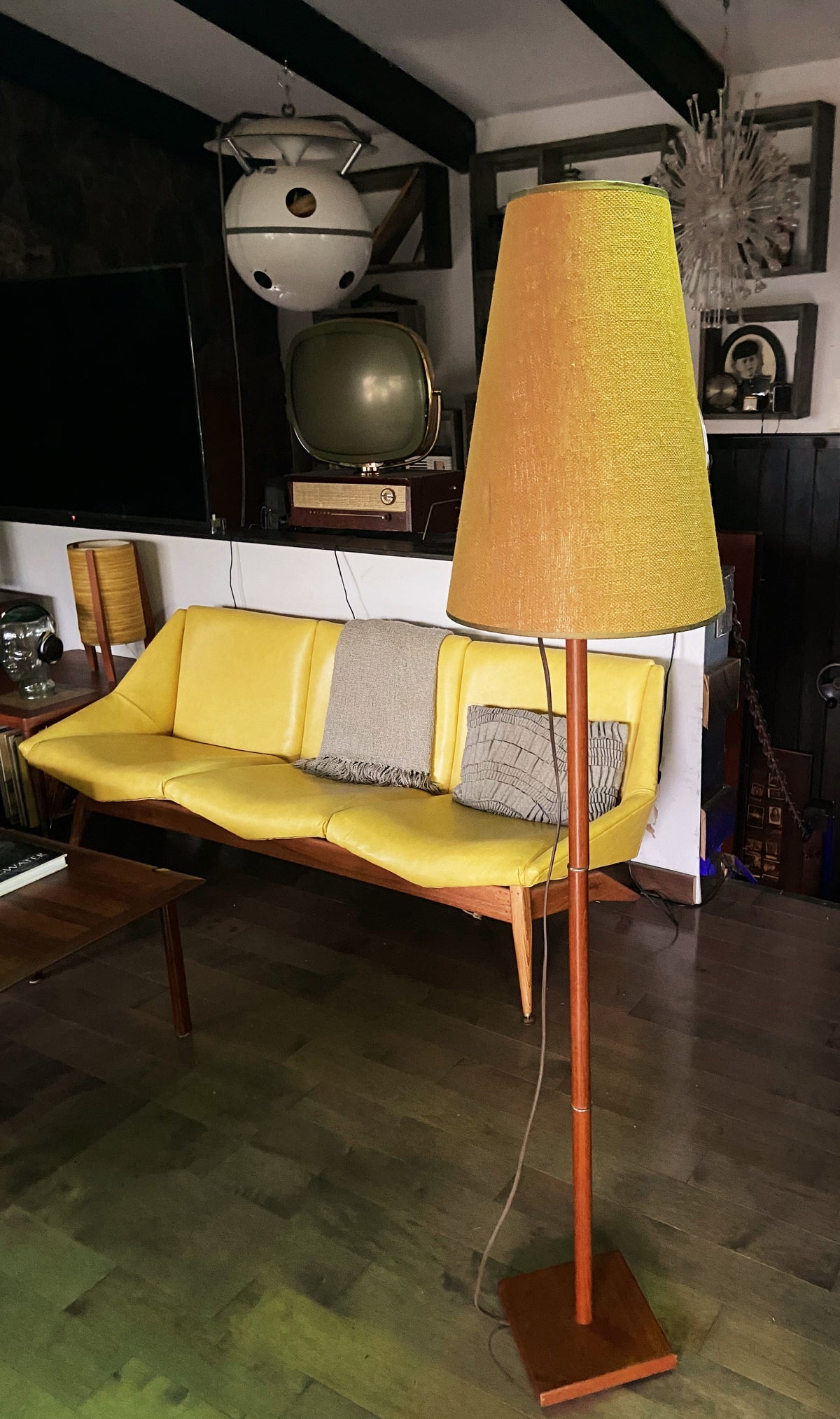 Mid Century Modern Teak Floor Lamp, H 63