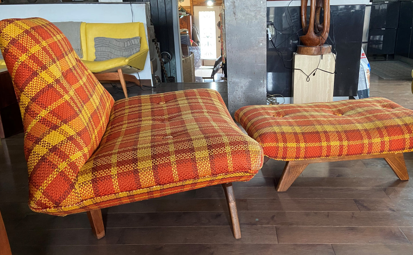 RESTORED MCM Large Lounge Chair & Ottoman in Adrian Pearsall style