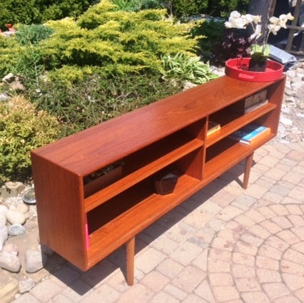 REFINISHED Danish MCM Teak Bookcase Display TV Console 71” - Mid Century Modern Toronto
