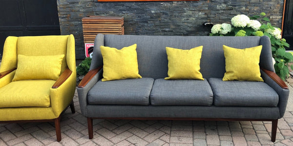 SOLD ***REFINISHED MCM Teak Sofa & 2 Lounge Chairs will be REUPHOLSTERED for you - perfect - Mid Century Modern Toronto