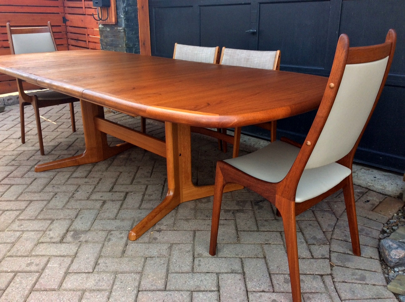 Large Mid Century Modern Teak Dining Table with 2 Leaves- REFINISHED - Mid Century Modern Toronto