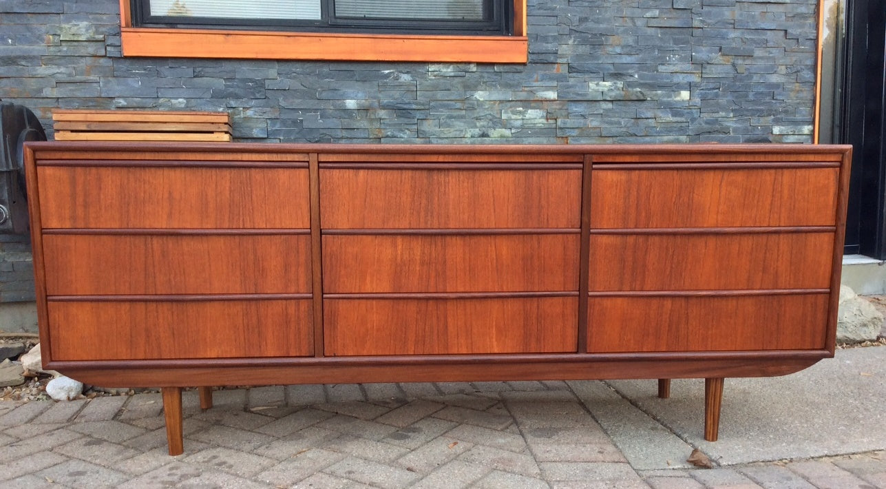 Mid-Century Modern Teak 9 drawers Dresser REFINISHED - Mid Century Modern Toronto