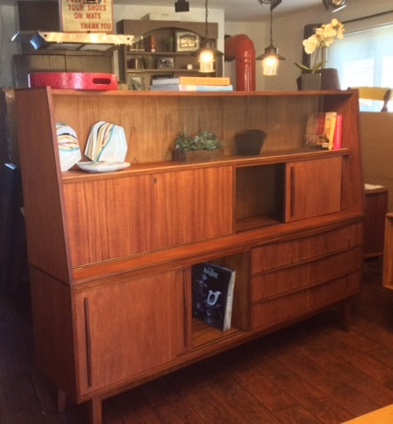 REFINISHED Danish Mid Century Modern Teak Highboard (2 parts) 78" - Mid Century Modern Toronto