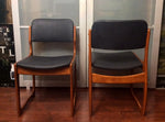 Set of 4 Mid Century Modern Danish Solid Teak Chairs REUPHOLSTERED with sleigh legs - Mid Century Modern Toronto 5