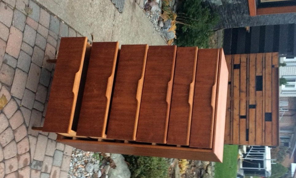 REFINISHED Mid Century Modern Teak Tallboy Dresser 6 Drawers Chest by Austinsuite - Mid Century Modern Toronto