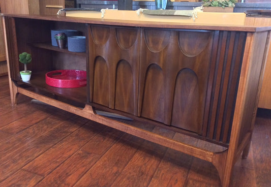 Mid Century Modern Broyhill Brasilia Style Walnut Sideboard with sculpted front - Mid Century Modern Toronto