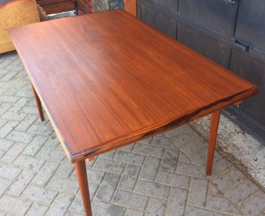 REFINISHED MCM  Teak Draw Leaf Table W ROSEWOOD Edge 60"-98" - Mid Century Modern Toronto