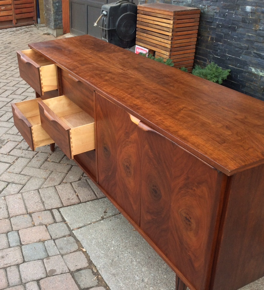REFINISHED Mid Century Modern Walnut Sideboard Buffet TV Media Records Console - Mid Century Modern Toronto