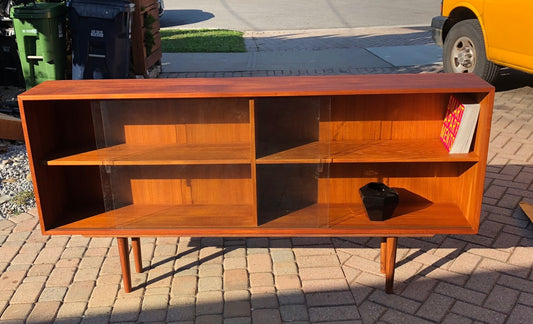 REFINISHED Danish MCM  Teak Display Bookcase Narrow 72" - Mid Century Modern Toronto