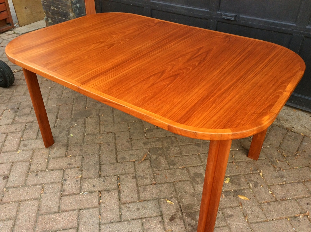MCM Danish Teak Table Extendable Self Storing  REFINISHED 57