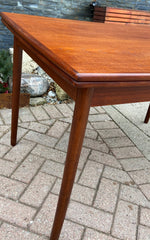 REFINISHED Danish MCM Teak Draw Leaf Table Surfboard shape, PERFECT, 48.5