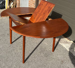 REFINISHED Mid Century Modern Teak Table Round w Butterfly Leaf 43