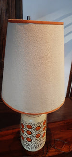 Large Mid Century Modern Orange Pottery Lamp, H 42